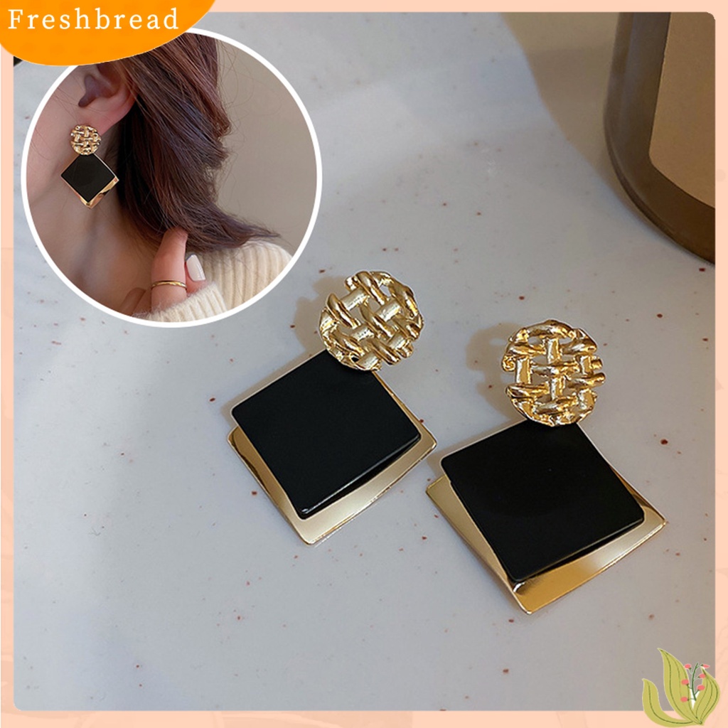 &lt; Freshbread &gt; 1pasang Anting Wanita Perhiasan Geometris Electroplating Bright Luster Stud Earrings Untuk Pakaian Sehari-Hari