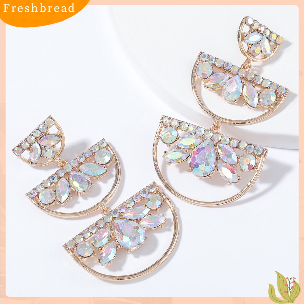 &lt; Freshbread &gt; Anting Warna-Warni Geometris Alloy Setengah Lingkaran Anting Menjuntai Panjang Untuk Wanita