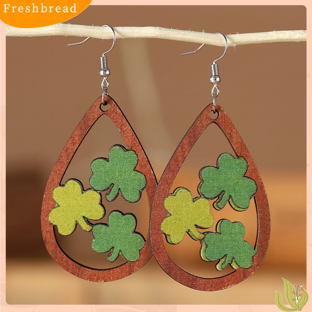 &lt; Freshbread &gt; 1pasang Drop Anting Tindik Bentuk Geometris Liontin Pengerjaan Halus Indah Telinga Dekorasi Perhiasan Fashion St Anting Patricks Day Clovers Green Rainbow