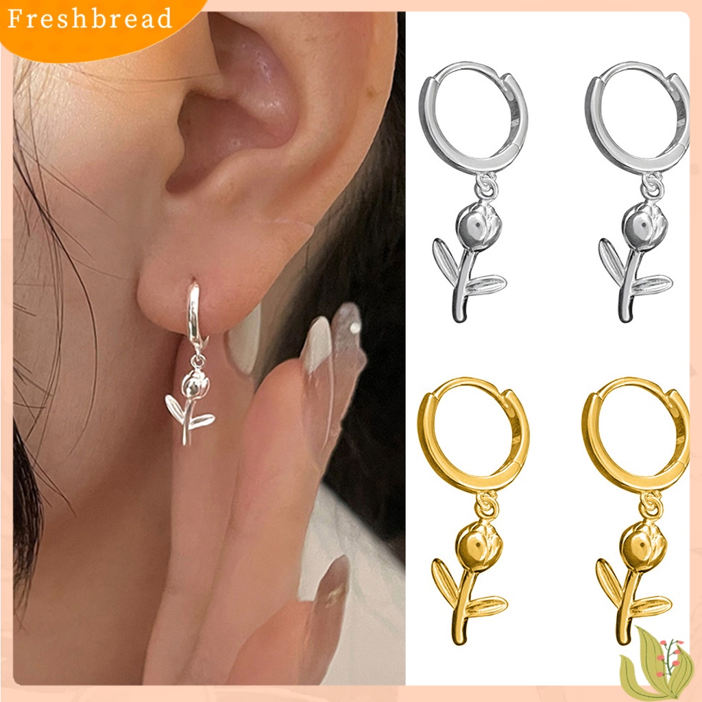 &lt; Freshbread &gt; 1Pc Drop Earring Geometri Liontin High Gloss Electroplating Menawan Mewah Dekorasi Hypoallergenic Tulip Huggie Hoop Earring Perhiasan Aksesori