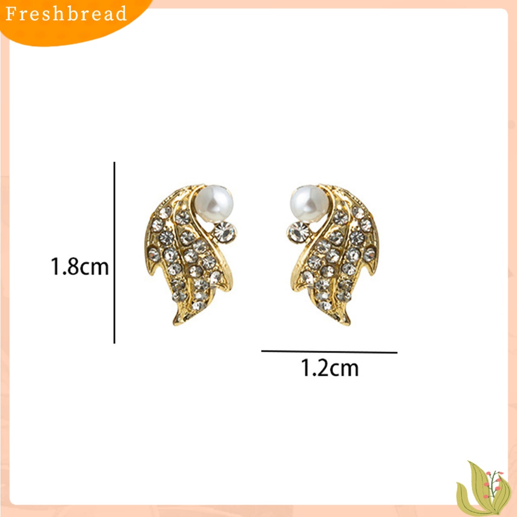 &lt; Freshbread &gt; 1pasang Ear Studs Geometric Shiny Full Rhinestones Sparkling Electroplating Hias Hadiah Wanita Maple Leaf Stud Earrings Musim Gugur Perhiasan Aksesori Busana