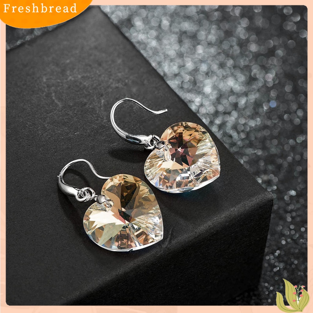 &lt; Freshbread &gt; 1pasang Anting Kait Fashion Semua Cocok Hati Anting Drop Kristal Imitasi Untuk Liburan