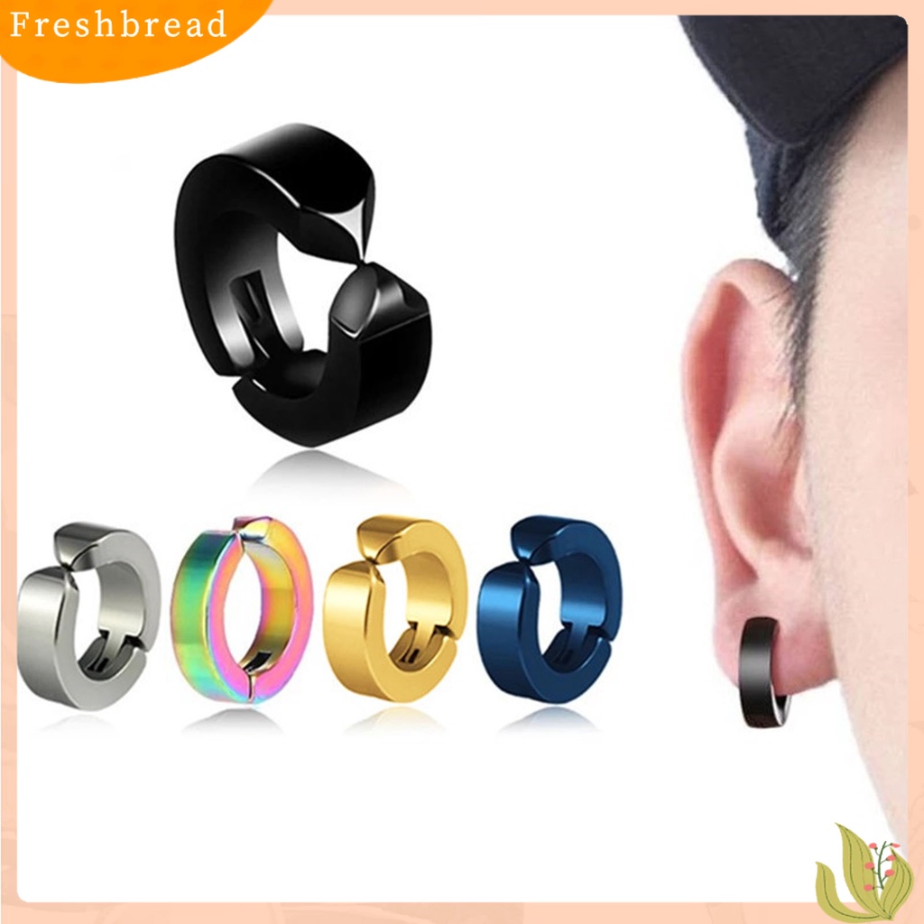 &lt; Freshbread &gt; 2Pcs Anting Huggie Anti-Alergi Anti-Oksidasi Stainless Steel Non-Piercing Earrings Ear Clip Untuk Pesta