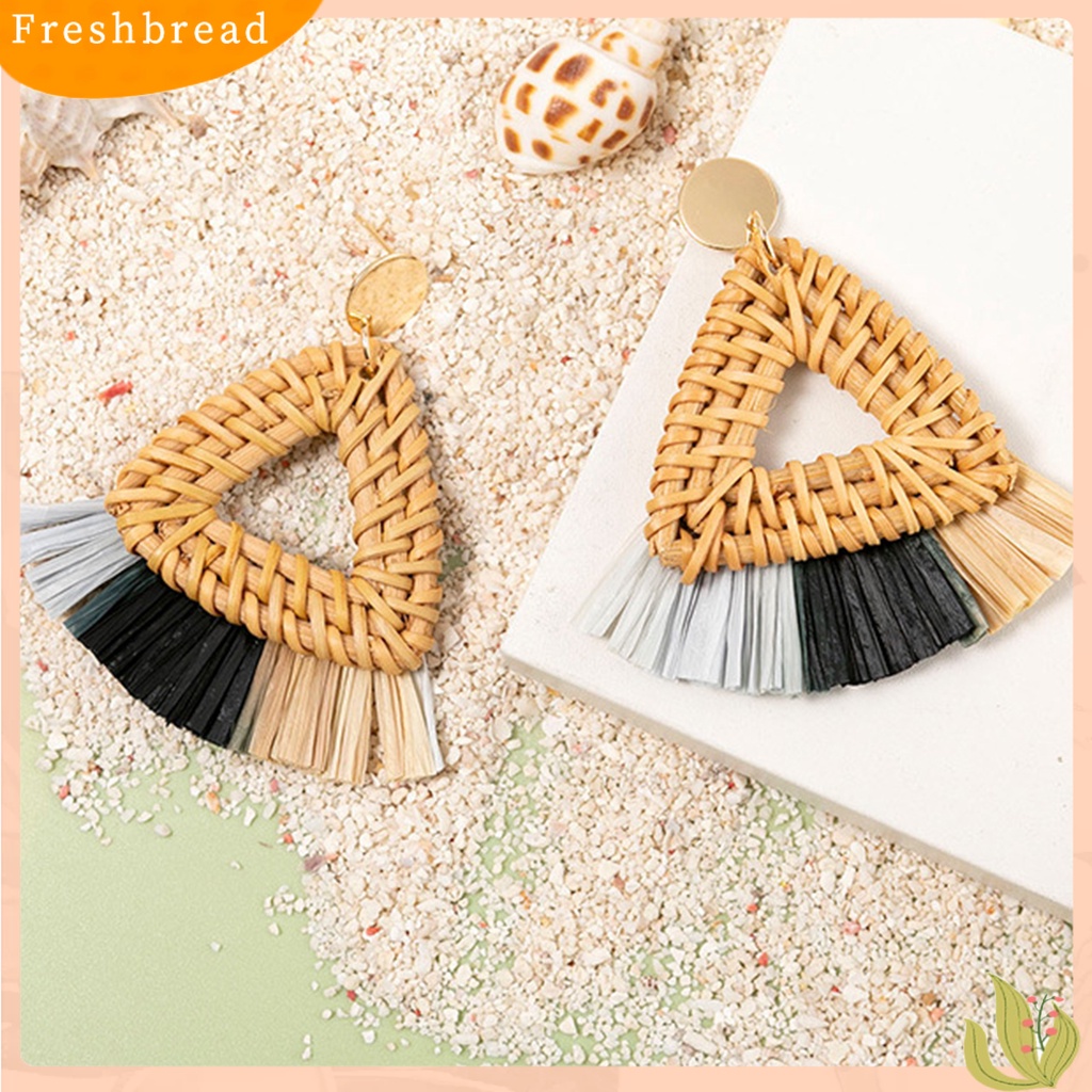 &lt; Freshbread &gt; 1pasang Drop Earrings Braided Berlebihan Gaya Boho Desain Niche Anting Menjuntai Aksesoris Wanita