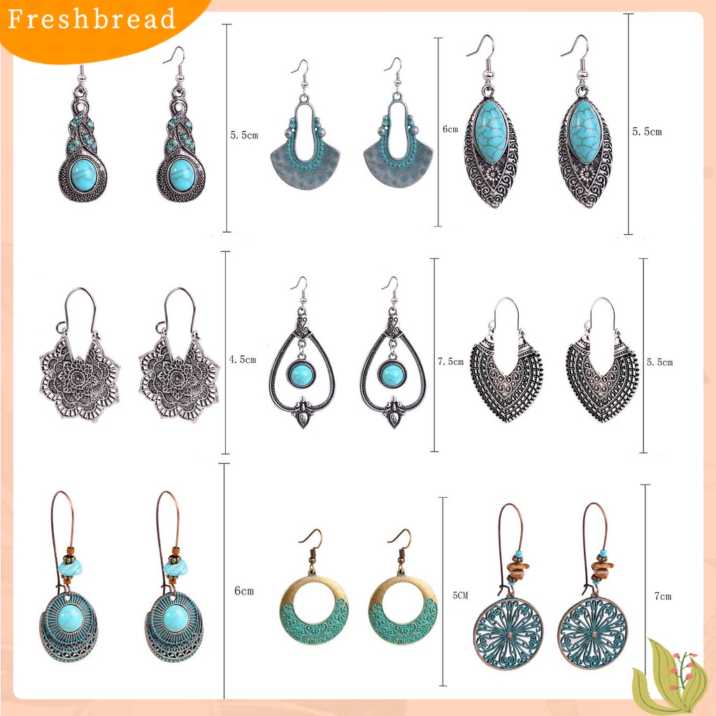 &lt; Freshbread &gt; 1pasang Anting Vintage Drop Fashionable Anting Bohemian Panjang Set Perhiasan Boho Untuk Travel