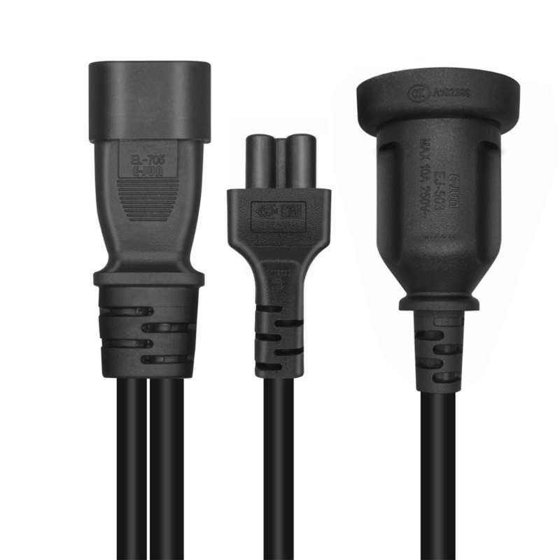 Vivi Y-splitter Adapter Line IEC320 C14 Plug Male to C13+AU10A/16A Female Kabel Listrik