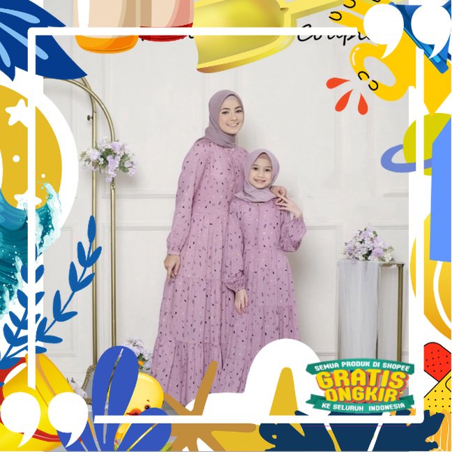Gamis Homey Dress Ibu dan Anak Gamis Couple Mom and Kids Bahan Katun Rayon Premium/ kopel ibu copel 