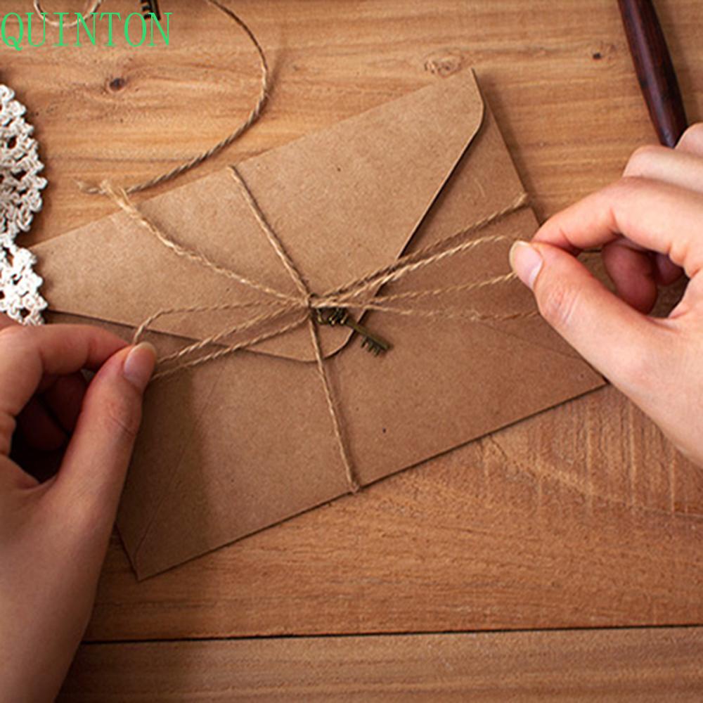 Quinton 12pcs / Set Amplop Surat Cinta Bahan Kertas Kraft Dengan Tali Gaya Eropa Vintage Untuk Hari Valentine
