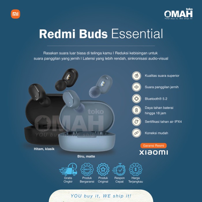 Xiaomi Mi Redmi Buds Essential Wireless TWS Original Garansi Resmi TAM