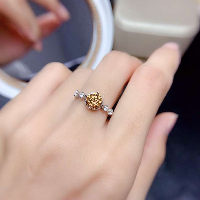 Goldkingdom Aksesoris Perhiasan Fashion Ready Stock Natural Morganite Moissanite Cincin Berlian Delapan Hati Dan Delapan Panah Cincin Wanita