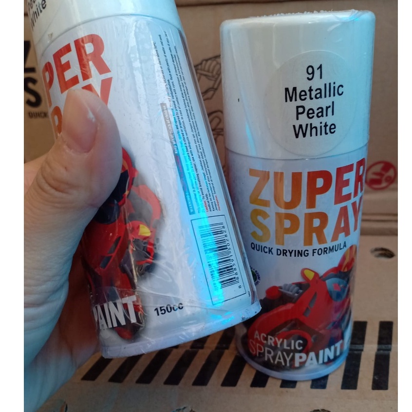 Zuper Spray Paint Pilok Pilox Warna Pearl White / Putih Mutiara Metalik (P 91) 150cc/150ml
