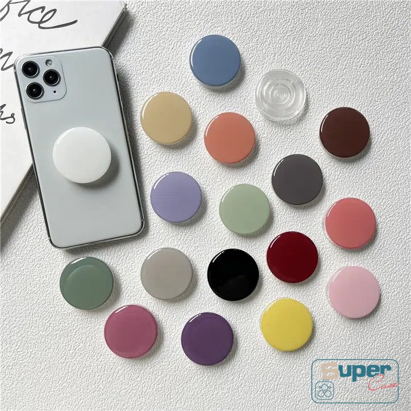 Epoxy Airbag Handphone Grips Bracket Macaron Solid Pure Candy Color Universal Lipat Dudukan Ponsel Jari Holder