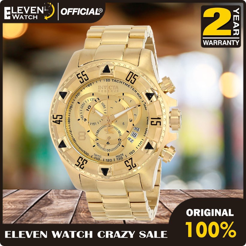 [Promo] Jam Tangan Pria Invicta 6471 Excursion Quartz Chronograph Gold Dial Original BM Garansi 2 Ta
