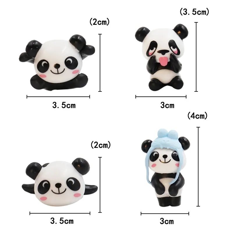 1pc Hiasan Mobil Boneka Panda PVC Mini Gaya Random/Ornamen Patung Kartun Dashboard Otomotif/Dekorasi Interior Kendaraan DIY