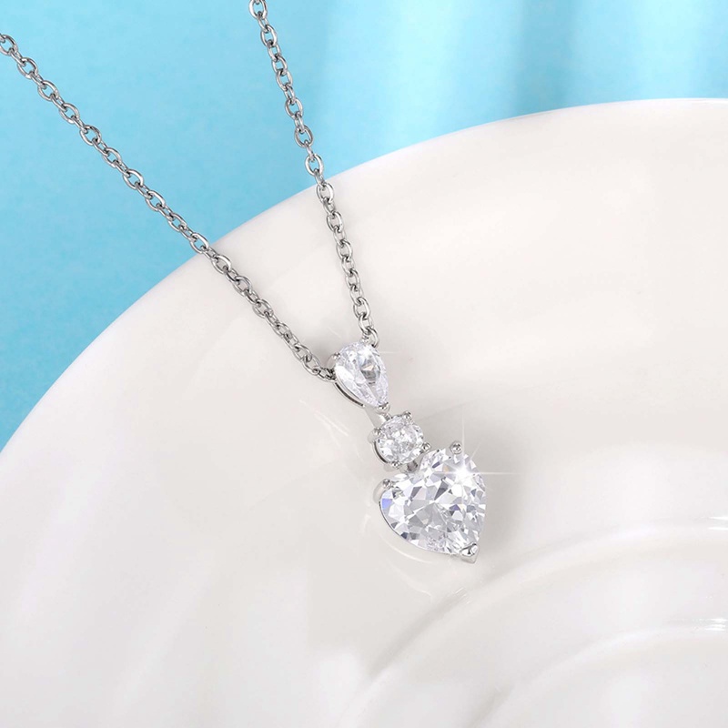 Hati Cubic Zirconia Kalung Wanita Untuk Pertunangan Pernikahan Indah Liontin Kalung Aksesoris Perempuan Cinta Perhiasan