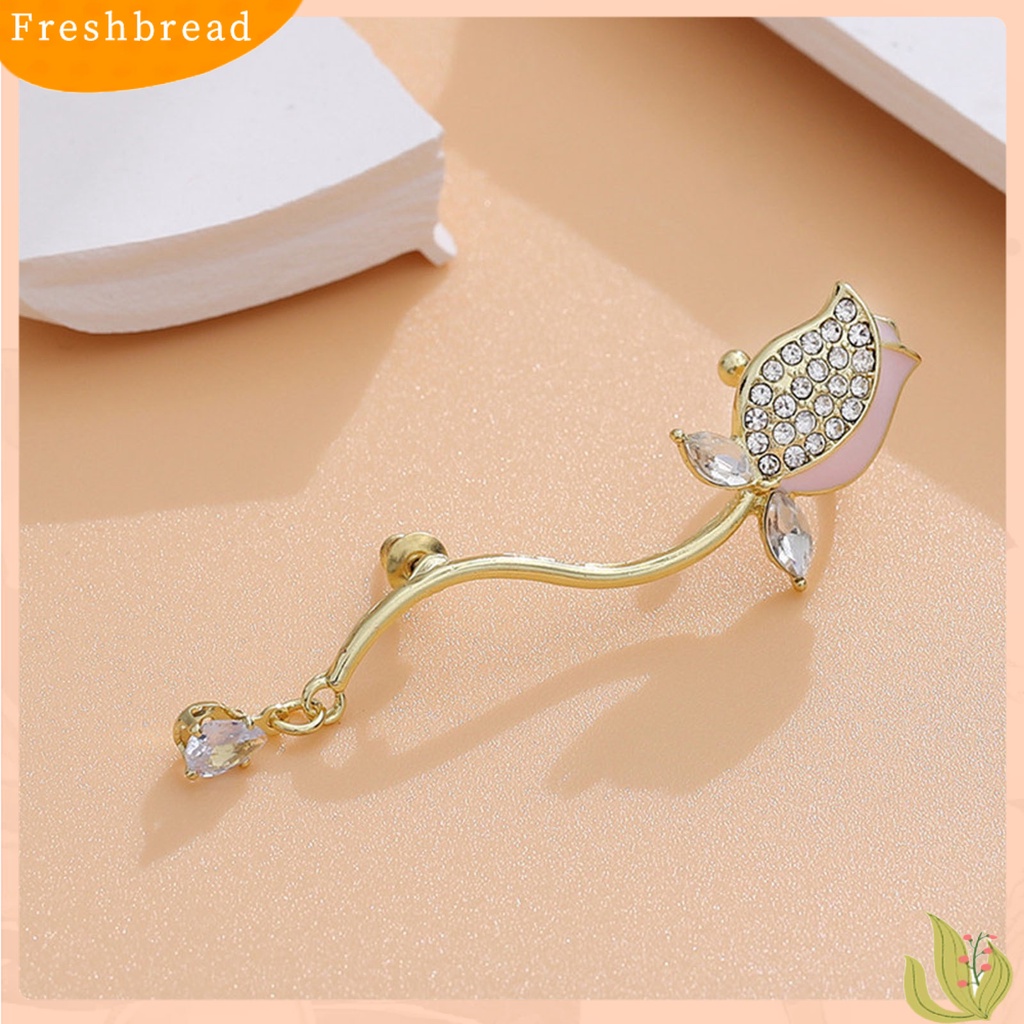 {In Stock} 1Pc Klip Telinga Retro Irregular Shiny Berlian Imitasi Hias Non Piercing Hadiah Hias Bunga Tulip Klip Anting Perhiasan Trendi Untuk Pesta