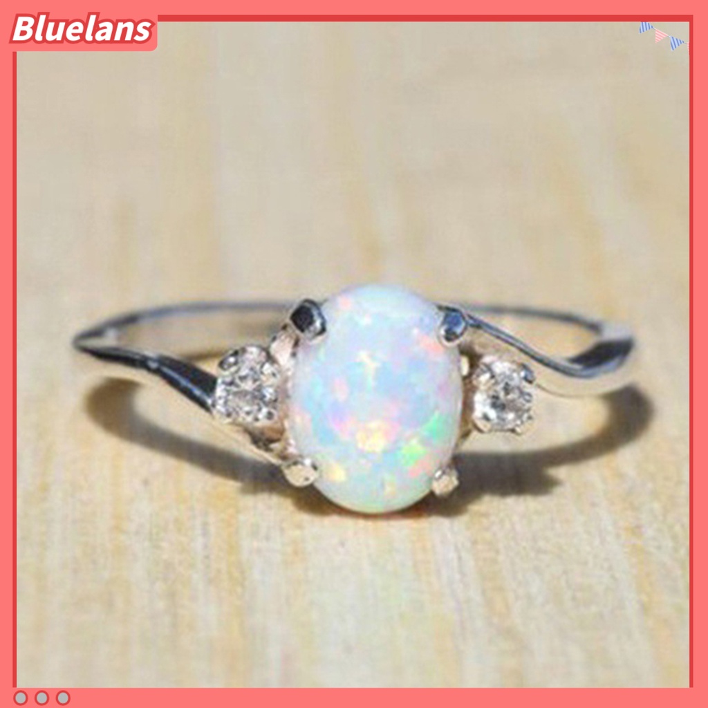 {In Stock} Cincin Kilau Imitasi Opal Berlian Imitasi Hias Tembaga Gaya Wanita Ring Untuk Pernikahan