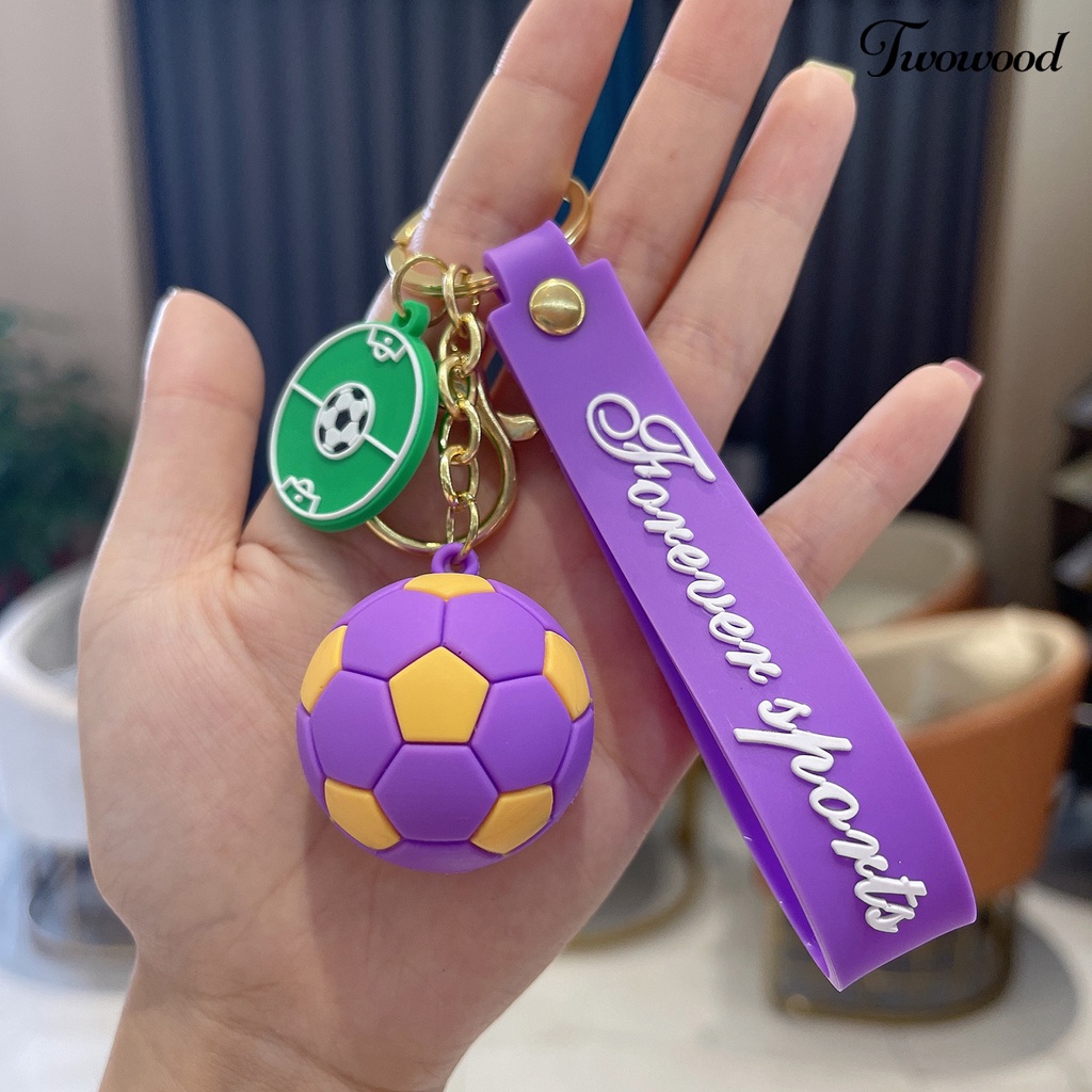 Twowood Football Keychain Metal Buckle Soft PVC Lovely Keyholder Ornamen Portable Kartun Gantungan Kunci Tas Liontin Aksesoris Souvenir Hadiah