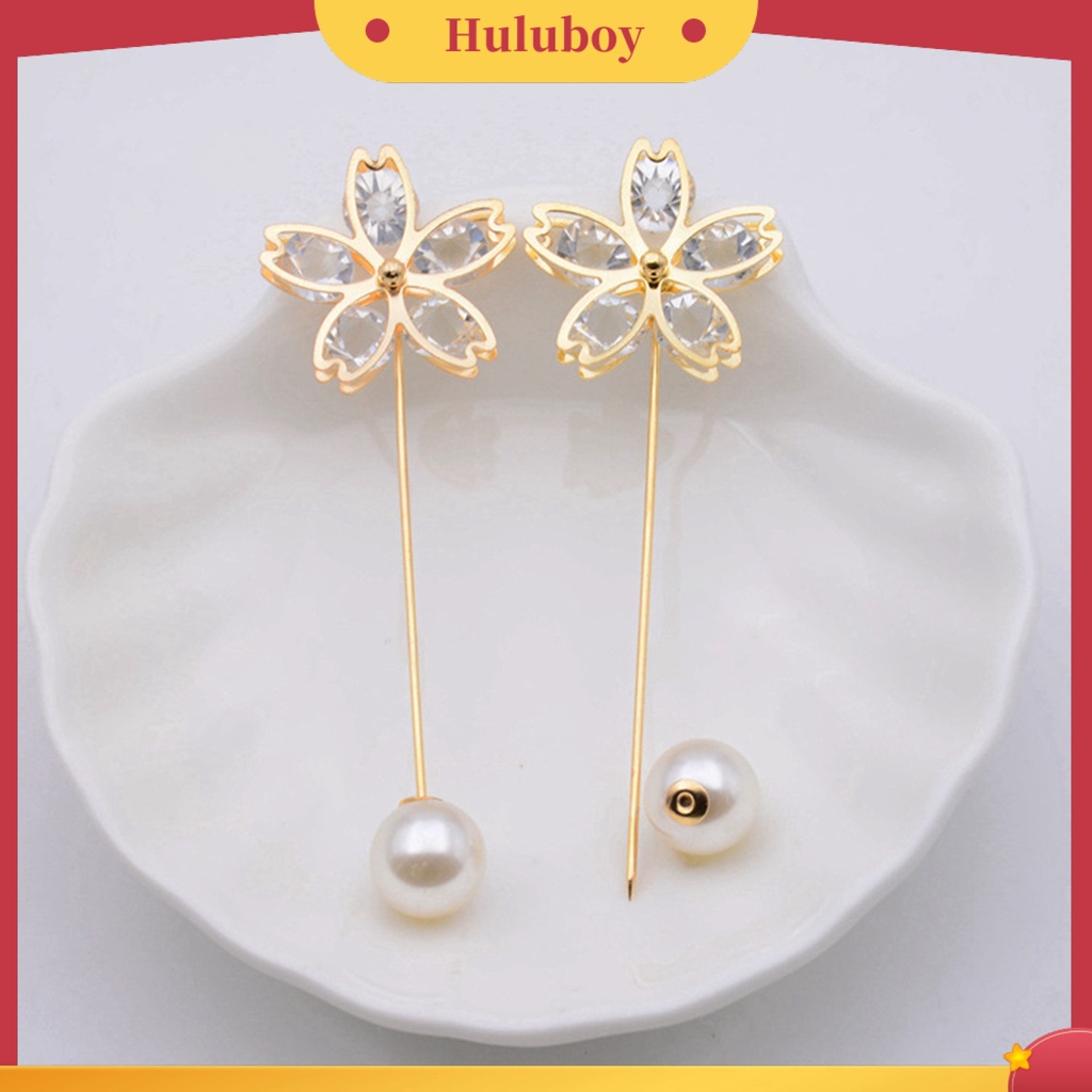 {Ready Stock} Bentuk Bunga Anti Ekspos Wanita Bros Pin Bersinar Berlian Imitasi Mutiara Imitasi Peniti Aksesoris Kostum
