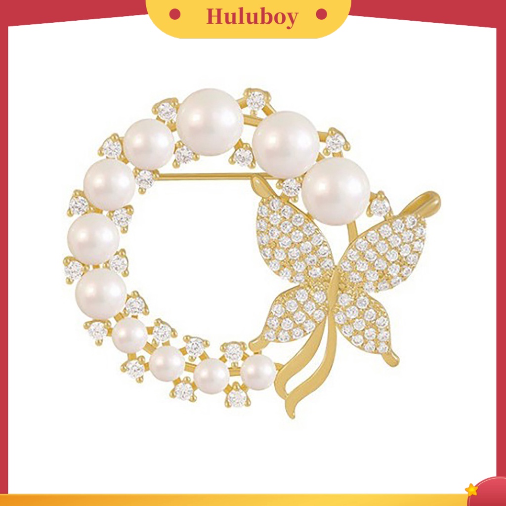 {Ready Stock} Bros Bulat Hollow Keluar Mewah Bulat Mutiara Imitasi Berlian Imitasi Wanita Brooch Untuk Pacaran