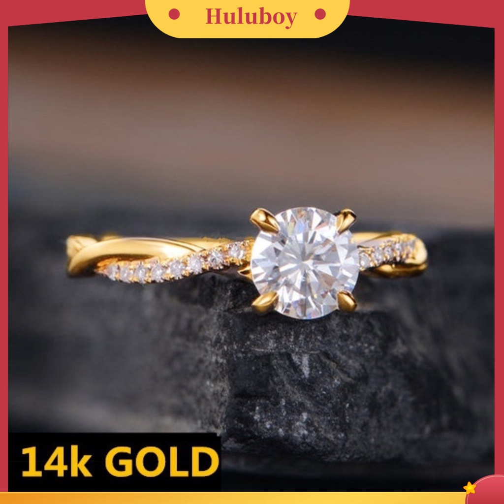 {Ready Stock} Wanita Elegan Penuh Berlian Imitasi Bertatahkan Cubic Zirconia Jari Cincin Perhiasan Pernikahan