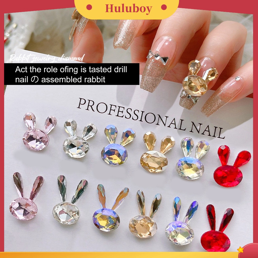 {In Stock} 6Pcs Nail Art Decor Bersinar Tidak Jatuh Tiga Dimensi Kristal Imitasi DIY Gloss Nail Patchwork Bunny Nail Rhinestones Manicure Store Supply