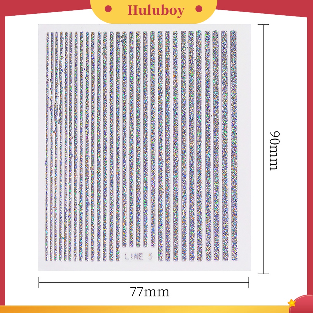 {In Stock} Glitter Stiker Kuku Ultra-Tipis Ditekuk Efek Mengkilap Glitter Decals DIY Manicure Hologram Garis Kuku Stiker Nail Art Dekorasi Perlengkapan Kuku