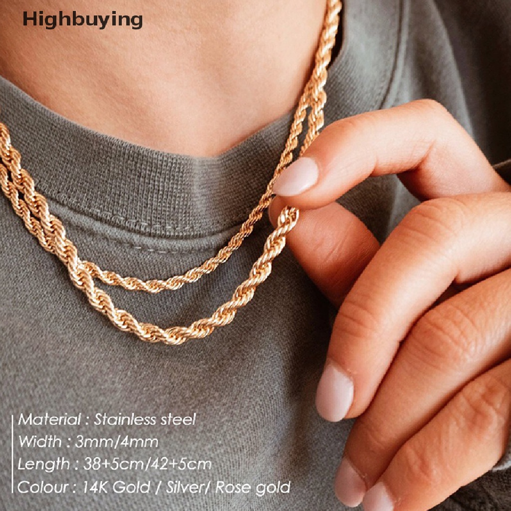 Hbid3/4mm 316L Tali Rantai Kalung Anti Karat Tidak Luntur Tahan Air Choker Pria Glory