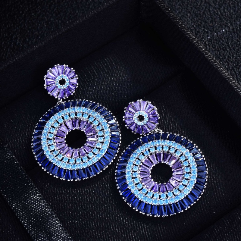 Goldkingdom Fashion Perhiasan Aksesoris Ready Stock Industri Berat Disk Color Earrings Super Abadi Temperamen Suasana Berlebihan Ins Angin Perak Jarum Anting