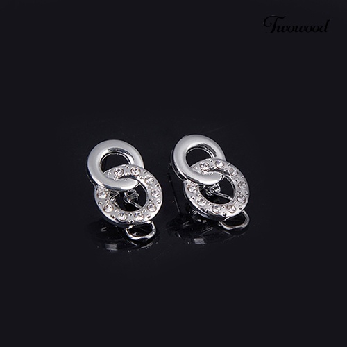 Twowood Wanita Rantai Pendek Mewah Kalung Gelang Anting Cincin Fashion Perhiasan Set