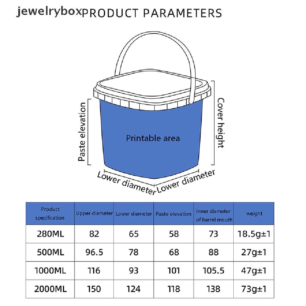 [jewelrybox] Ember Plastik 280ML/500ML/1L/2L Dengan Tutup Dan Pegangan Food Storge Container Boutique