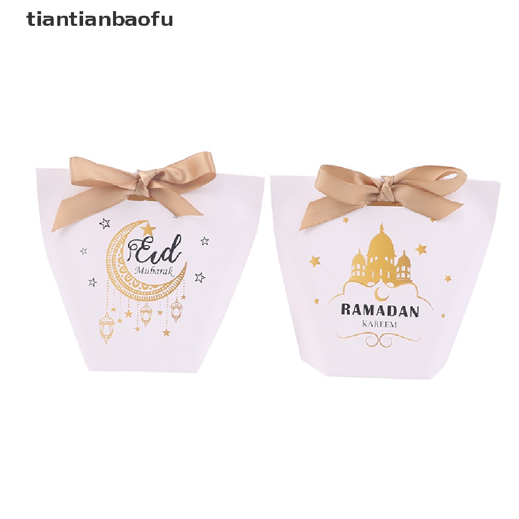 [tiantianbaofu] 10pcs Eid Mubarak Gift Box Ramadan Kareem Candy Bags Dekorasi Festival Islami Butik