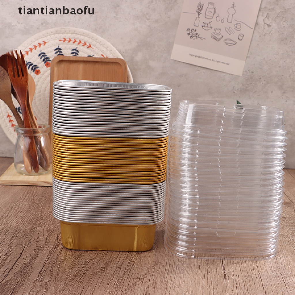 [tiantianbaofu] 10pcs 168ML Kotak Tahan Panas Persegi Panjang Aluminium Foil Panggang Butik