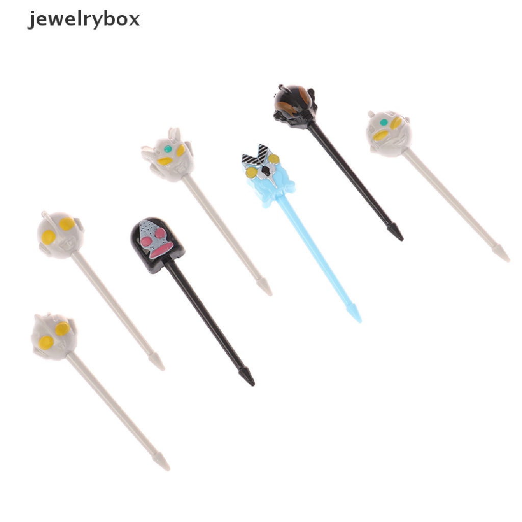 [jewelrybox] 7pcs/set Kartun Plastik Ultraman Garpu Buah Tusuk Gigi Dessert Fork Dekorasi Butik