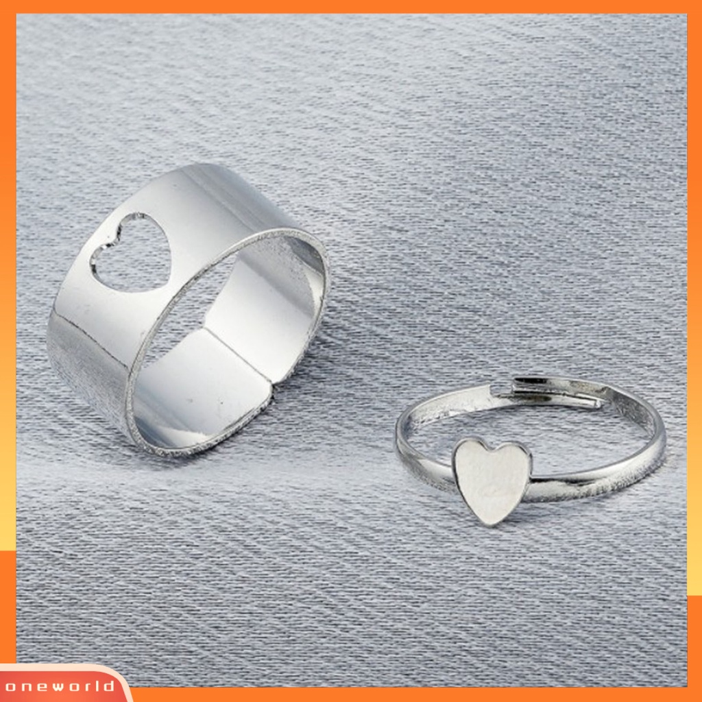 [EONE] 2pcs/set Cincin Pasangan Warna Solid Yang Sesuai Dengan Cincin Gaya Punk Bentuk Bulan Cincin Pernikahan Hadiah Ulang Tahun