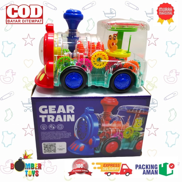 MAINAN ANAK GEAR TRAIN KERETA TRANSPARAN MUSIK SUARA LAMPU BUMP n GO