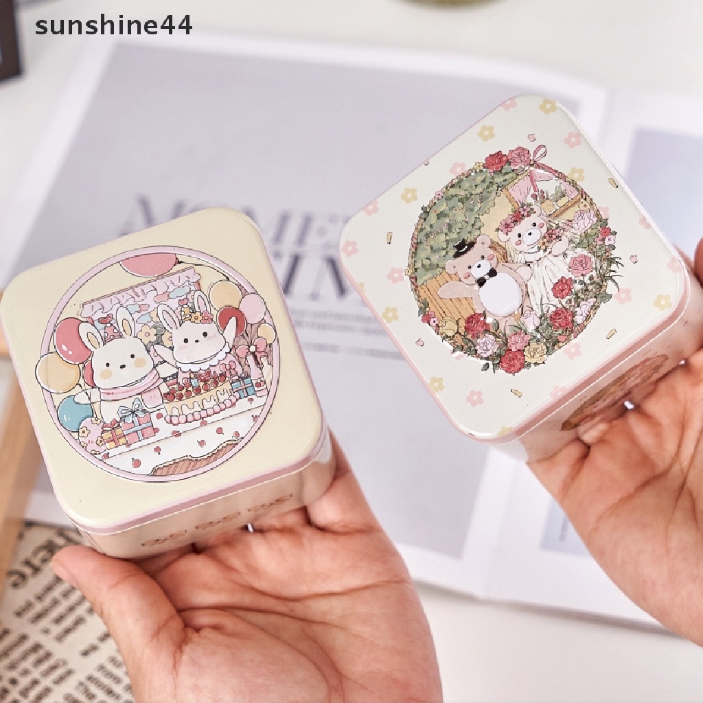 Sunshine Candy Box Motif Kartun Beruang Kelinci Bagus Sealing Vintage Easter Cookie Tins ID