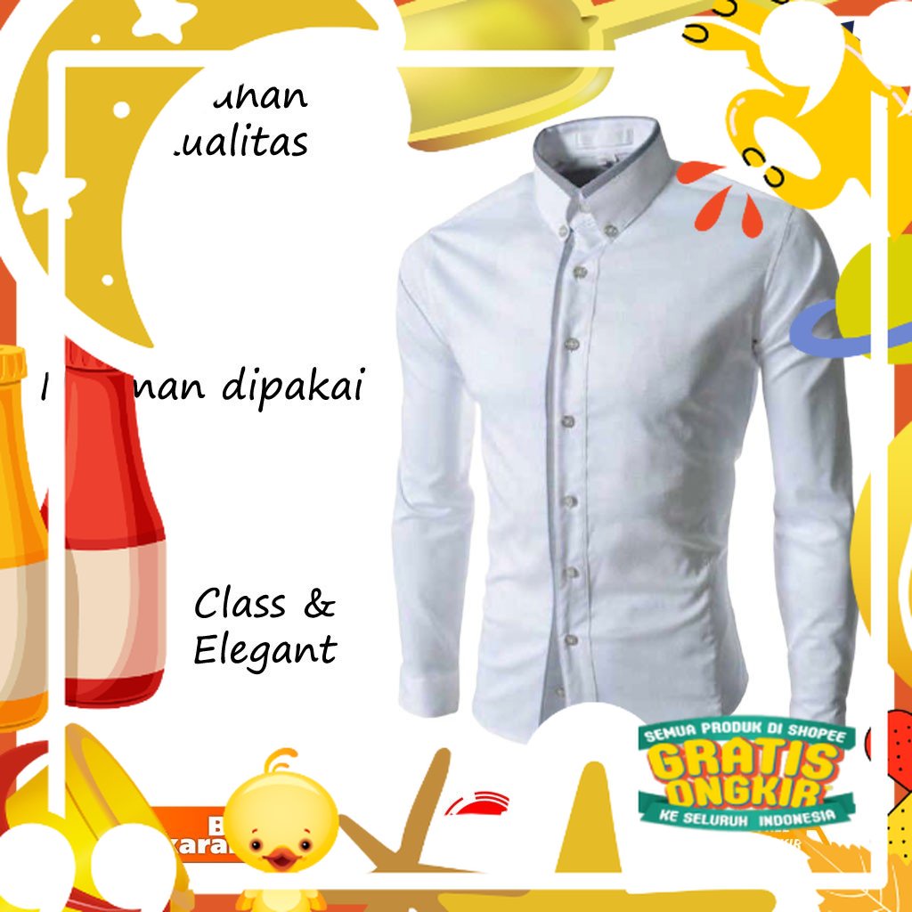 Kemeja Pria Reguler Fit Motif Jumbo Berkualitas Kekinian Polos S1N3 Bagus Katun Formal Import Distro