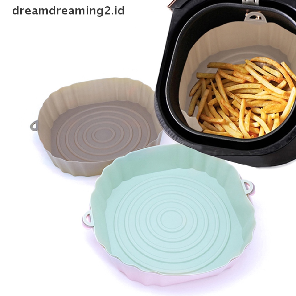 (hot) 18cm Air Fryer Silicone Pot Air Fryer Basket Liner Anti Lengket Oven Baking Tray//