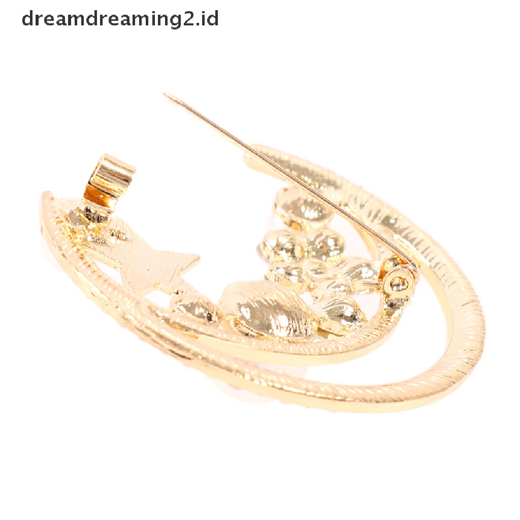 (hot) Bulan Bintang Peal Bros Untuk Wanita Baroque Trendy Elegan Brooch Pin Hadiah Pesta//