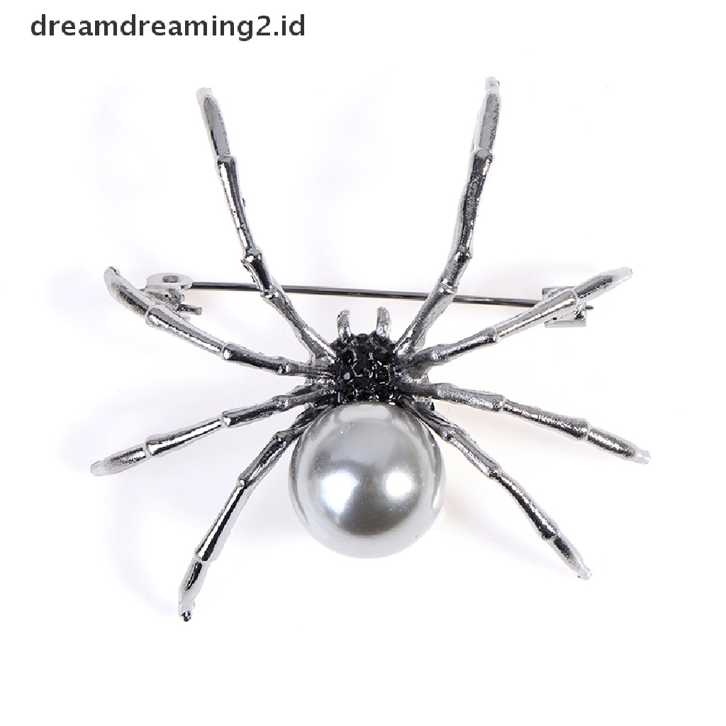 (hot) 1pc Spider Pearl Bros Korsase Perempuan Hadiah Aksesoris Pria Fashion Perhiasan//