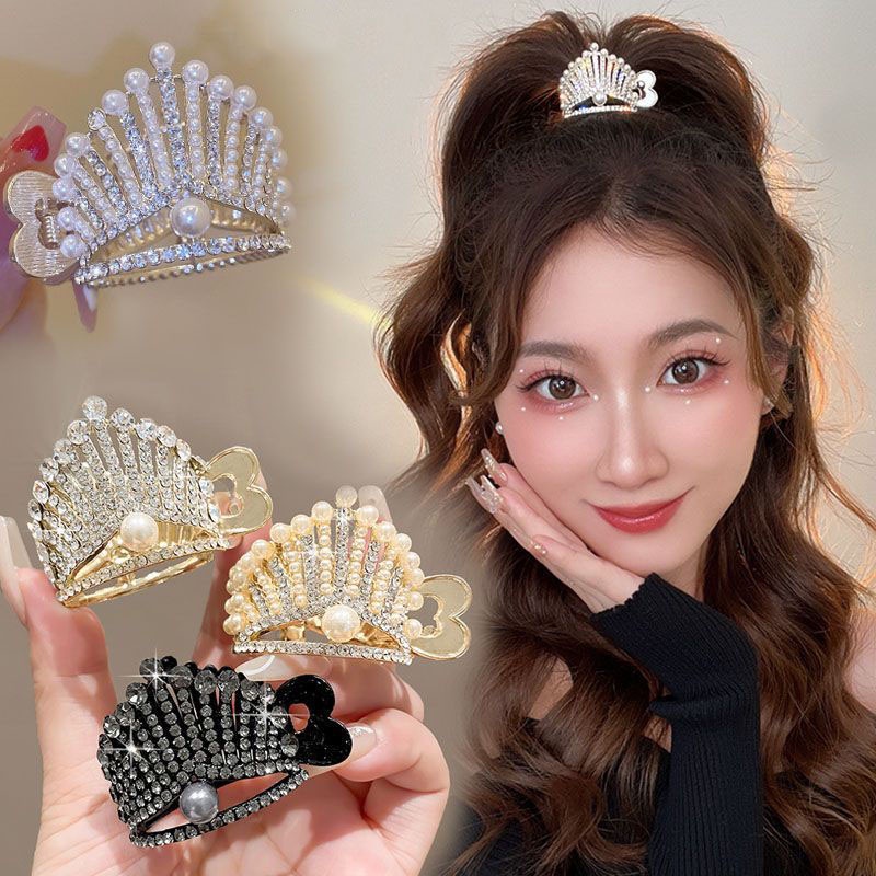 Korea Gaya Baru Berlian Imitasi Mutiara Elegan Mahkota Kupu-Kupu Penjepit