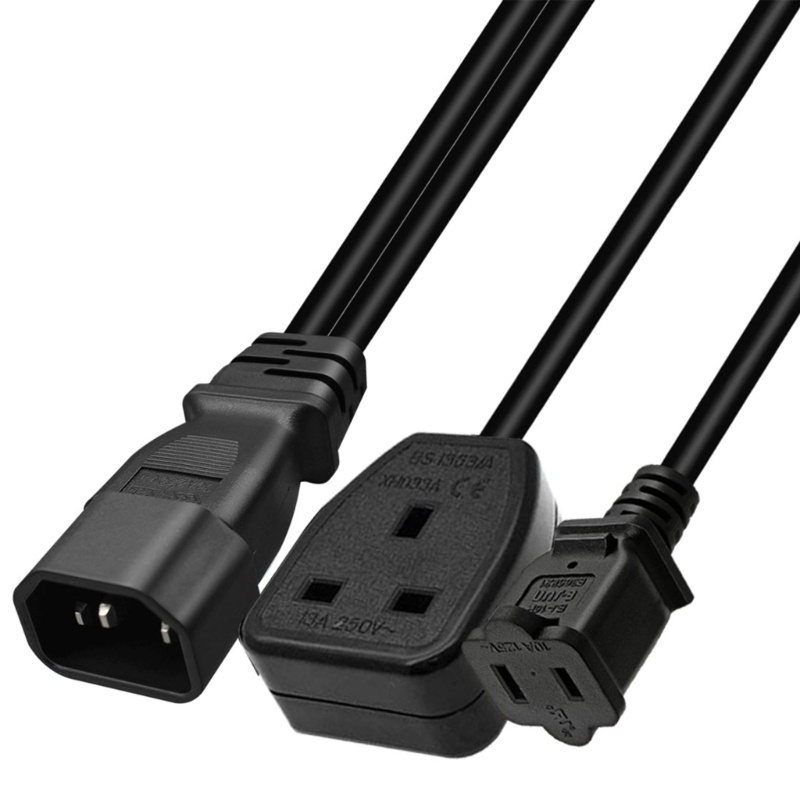 Zzz IEC320 C14 Male Plug Extension Kabel Listrik Ke 1-15R+UK13A Female Extender Line