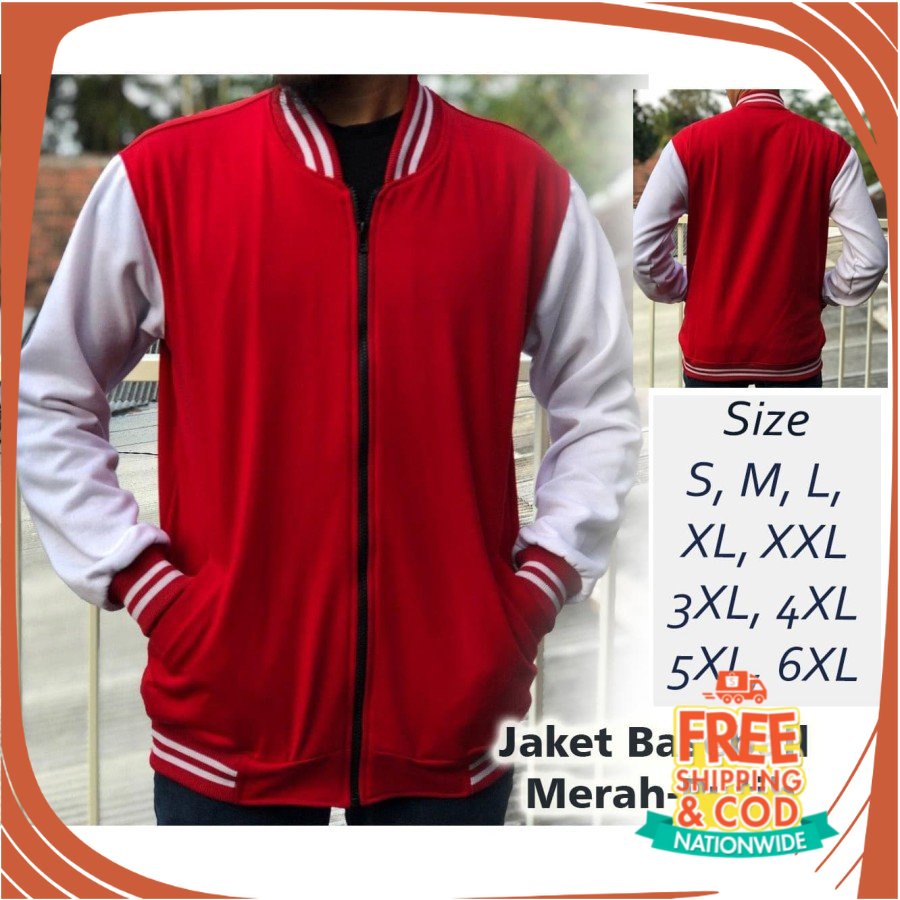 PROMO BIG SIZE JAKET BOMBER JUMBO/ Jaket Bomber Merah Putih Big Size Jumbo
