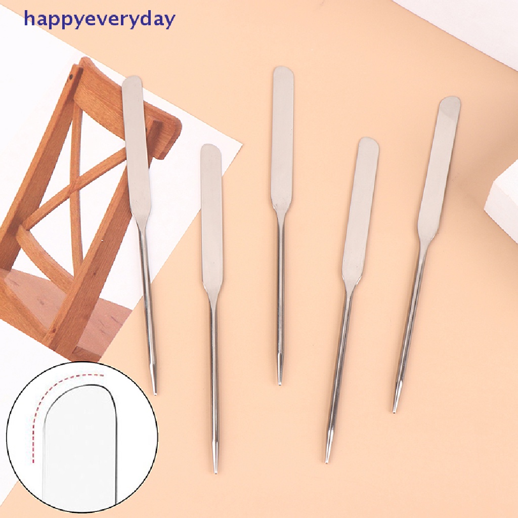 [happy] 1pc Kepala Ganda Stainless Steel Makeup Toner Spatula Nail Art Alat Pengaduk [ID]