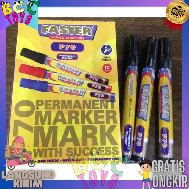 

Spidol Permanen FASTER P70 Grosir Isi 12Pcs Berkualitas New