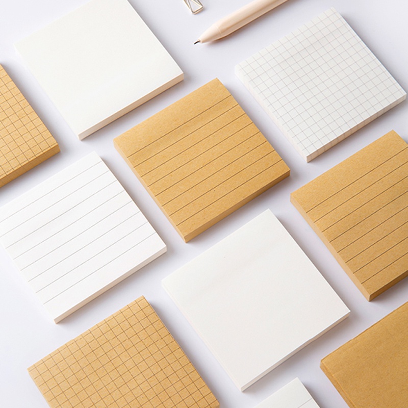 80 Lembar Sederhana Persegi Sticky Notes Mahasiswa Portable Mini Blank Kraft Paper Memo Pad