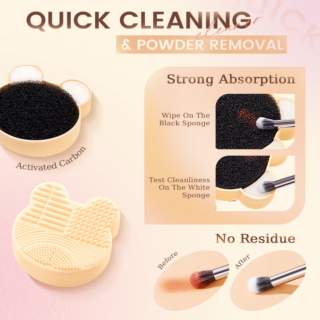 Focallure Makeup Brush Cleaner Makeup Cleaner Bowl Cleaning Mat Durable Material Wet &amp; Dry Clean 4 Textures Makeup Brush Cleaner Tool