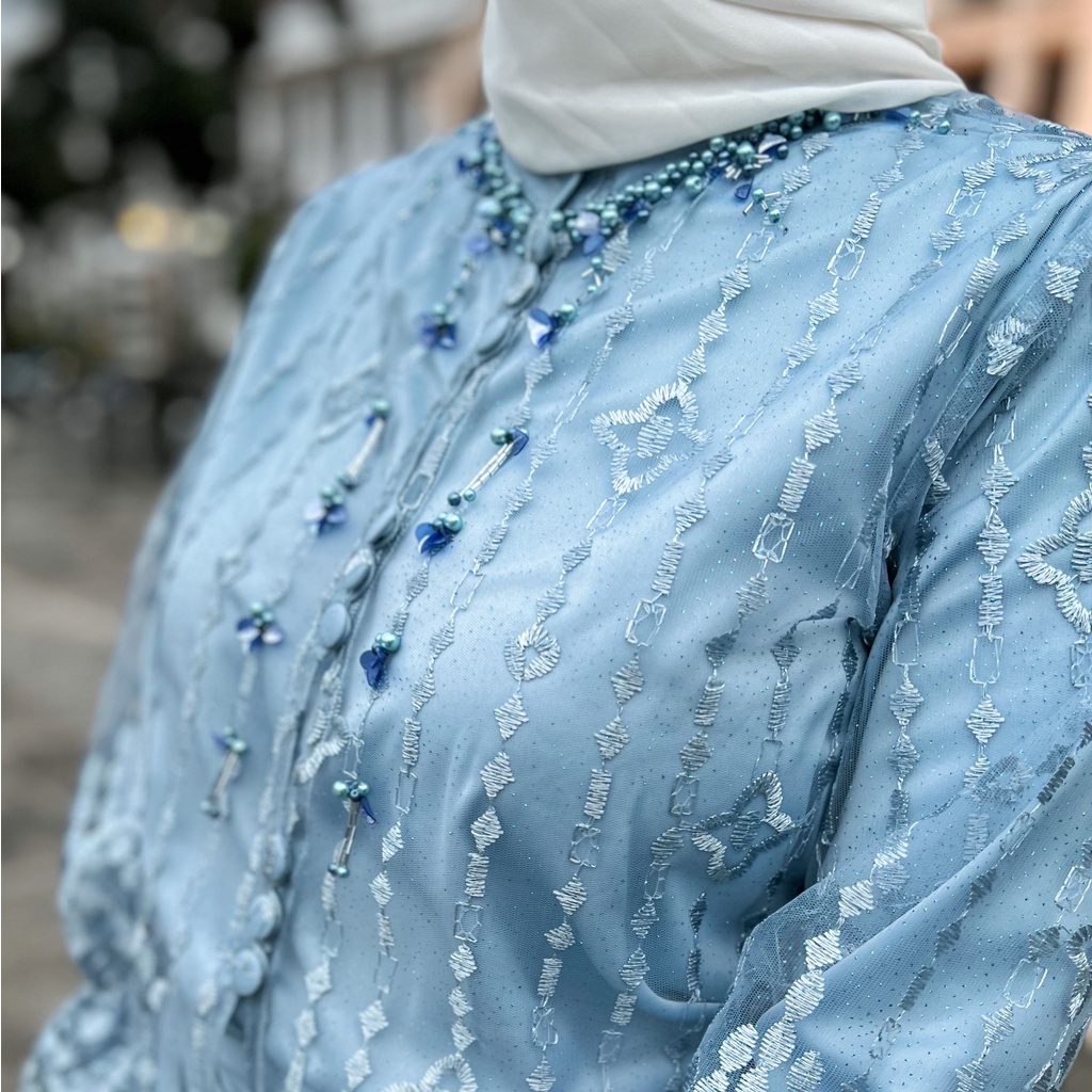 chandani.id• MEENA OUTER in ice blue | Kebaya Kondangan Wisuda | Bridesmaid | Wedding Lamaran Payet Kain Lilit