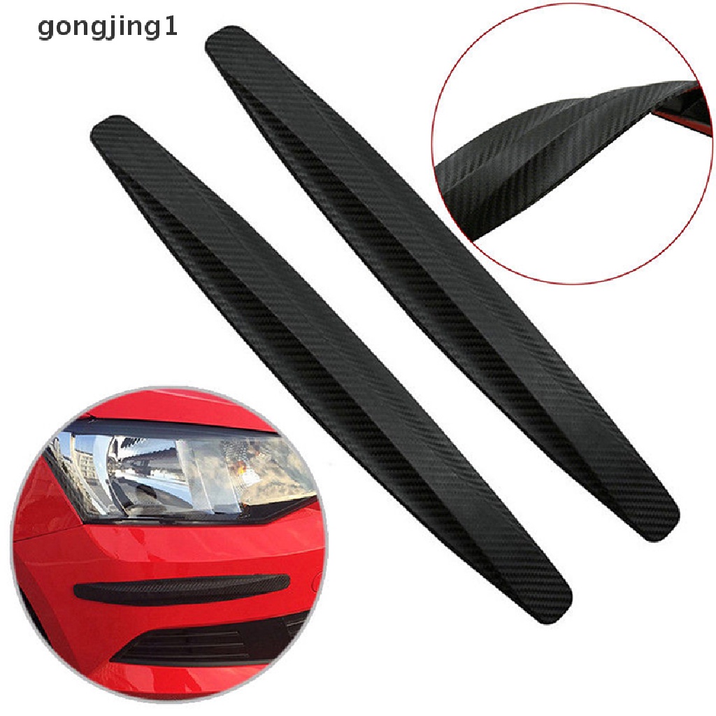 Ggg 2x Hitam Tekstur Serat Karbon Anti Gosok Pelindung Mobil SUV Bumper Edge Guard Strip ID